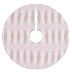 Falda Para El Árbol De Navidad De Poliéster Árbol de navidad rosado moderno Skir de Argyle de