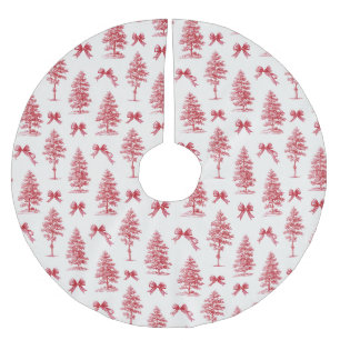 Falda Para El Árbol De Navidad De Poliéster Árbol de Navidad Vintage rojo y blanco