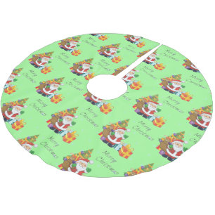 Falda Para El Árbol De Navidad De Poliéster Árbol de Navidad y verde navidad de Santa Feliz