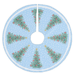 Falda Para El Árbol De Navidad De Poliéster Árbol tradicional de Navidad azul de nieve de invi