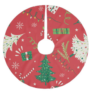 Falda Para El Árbol De Navidad De Poliéster Árbol vintage de Navidad: diseño ornamental.