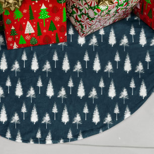 Falda Para El Árbol De Navidad De Poliéster Árboles de invierno azul de la marina