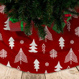Falda Para El Árbol De Navidad De Poliéster Árboles de Navidad en rojo y blanco