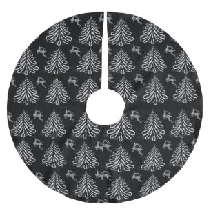 FALDA PARA EL ÁRBOL DE NAVIDAD DE POLIÉSTER ÁRBOLES DE NAVIDAD NEGRO Y BLANCO Y REINDEDOR