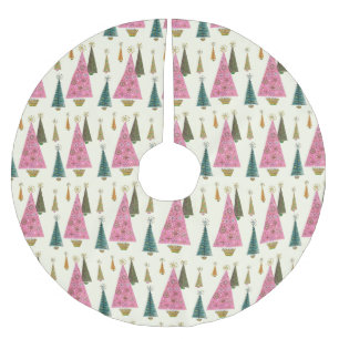 Falda Para El Árbol De Navidad De Poliéster Árboles navideños oro rosado retro verde
