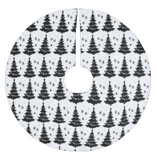 FALDA PARA EL ÁRBOL DE NAVIDAD DE POLIÉSTER ÁRBOLES NEGROS Y BLANCOS DE NAVIDAD
