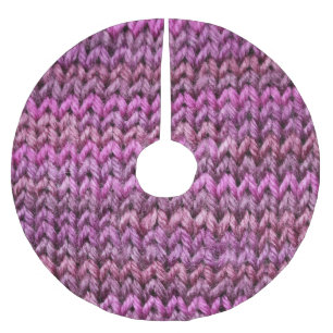 Falda Para El Árbol De Navidad De Poliéster Armonía de Knit: Textura de banda púrpura