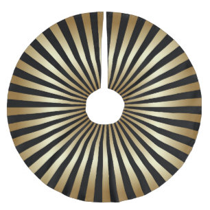 Falda Para El Árbol De Navidad De Poliéster Art Deco, patrón, rayas, oro, negro, vintage, moda