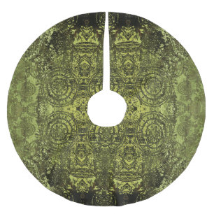 Falda Para El Árbol De Navidad De Poliéster Art Nouveau: Ornamento Vintage colorido.