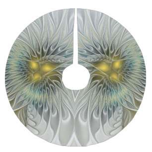 Falda Para El Árbol De Navidad De Poliéster Arte abstracto fractal de fantasía de flor de plat