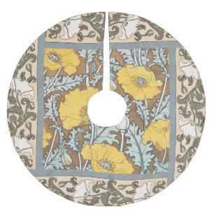 Falda Para El Árbol De Navidad De Poliéster arte de amapola flor amarillo ilustracion