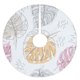 Falda Para El Árbol De Navidad De Poliéster Arte de dibujo de líneas de monstera exótico