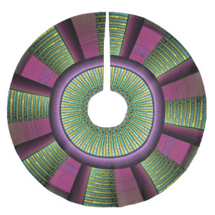 Falda Para El Árbol De Navidad De Poliéster Arte Fractal Moderno, Redondo Y Colorido