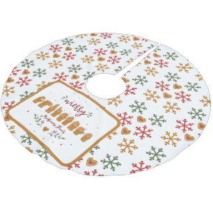 Falda Para El Árbol De Navidad De Poliéster ASL personalizado Feliz Navidad Manos de pan de je