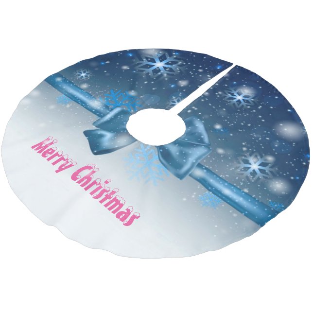 Falda Para El Árbol De Navidad De Poliéster Azul invernal (Angular)