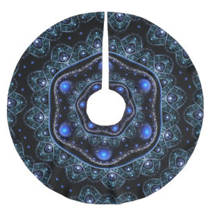 Falda Para El Árbol De Navidad De Poliéster Azul negro brillante encaje Verde azulado Boho Fra