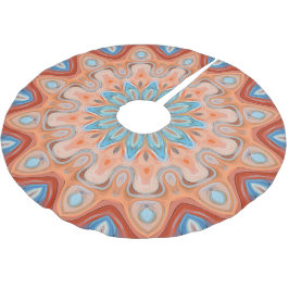 Falda Para El Árbol De Navidad De Poliéster Azul Turquesa Naranja Mandala Patrón de Estrella