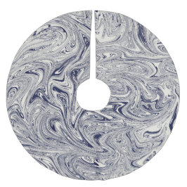 Falda Para El Árbol De Navidad De Poliéster Azul y blanco