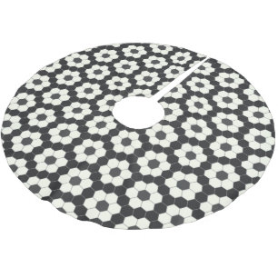 Falda Para El Árbol De Navidad De Poliéster Azulejo Hexágono Geométrico Blanco y Negro Retro  
