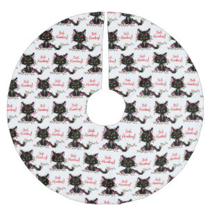 FALDA PARA EL ÁRBOL DE NAVIDAD DE POLIÉSTER BAH HUMBUG KITTEN NEGRO ENOJADO CON LUCES
