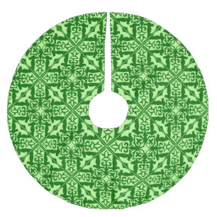 Falda Para El Árbol De Navidad De Poliéster Baldosa marroquí - verde pino oscuro