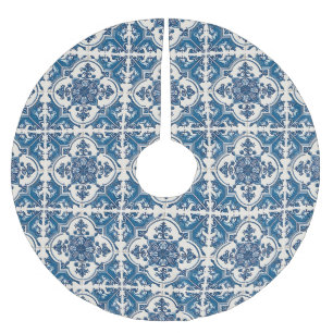 Falda Para El Árbol De Navidad De Poliéster Baldosas mediterráneas, portuguesas, azulejo, mall