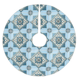 Falda Para El Árbol De Navidad De Poliéster Baldosas mediterráneas, portuguesas, azulejo, mall