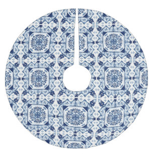 Falda Para El Árbol De Navidad De Poliéster Baldosas mediterráneas, portuguesas, azulejo, mall