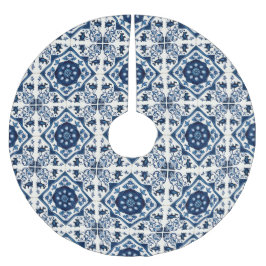 Falda Para El Árbol De Navidad De Poliéster Baldosas mediterráneas, portuguesas, azulejo, mall