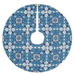 Falda Para El Árbol De Navidad De Poliéster Baldosas mediterráneas, portuguesas, azulejo, mall