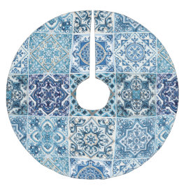 Falda Para El Árbol De Navidad De Poliéster Baldosas mediterráneas, portuguesas, azulejo, mall