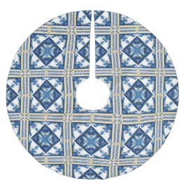 Falda Para El Árbol De Navidad De Poliéster Baldosas mediterráneas, portuguesas, azulejo, mall