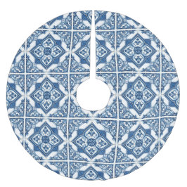 Falda Para El Árbol De Navidad De Poliéster Baldosas mediterráneas, portuguesas, azulejo, mall