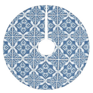 Falda Para El Árbol De Navidad De Poliéster Baldosas mediterráneas, portuguesas, azulejo, mall