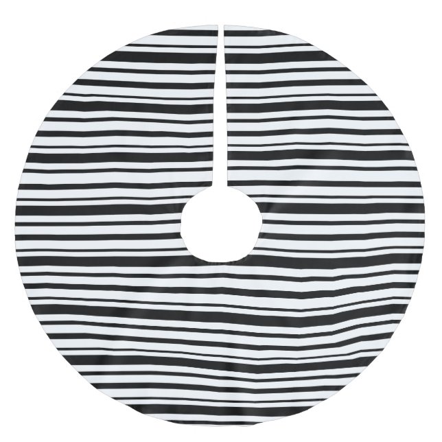 Falda Para El Árbol De Navidad De Poliéster Bandas desiguales en blanco y negro (Anverso)