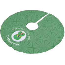 Falda Para El Árbol De Navidad De Poliéster Bandera Angel de los Navidades brasileños personal