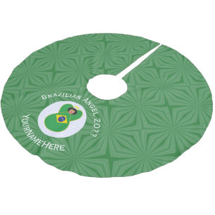 Falda Para El Árbol De Navidad De Poliéster Bandera Angel de los Navidades brasileños personal