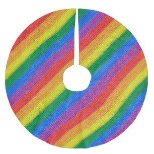 Falda Para El Árbol De Navidad De Poliéster Bandera arco iris tejer Tiras sin inconvenientes
