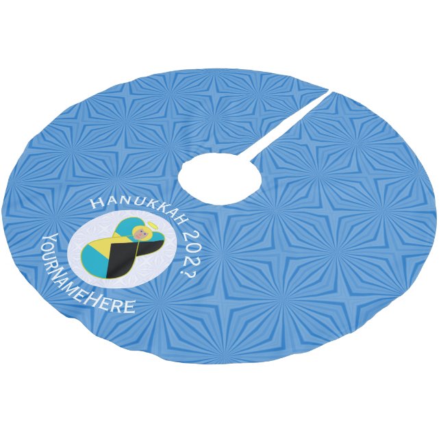 Falda Para El Árbol De Navidad De Poliéster Bandera bahameña Angel Hanukkah Blonde (Angular)