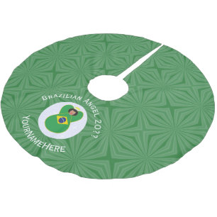 Falda Para El Árbol De Navidad De Poliéster Bandera de Ángel de Navidad Brasileño Personalizad