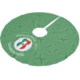 Falda Para El Árbol De Navidad De Poliéster Bandera de Navidad Ángel Mexicano Personalizada