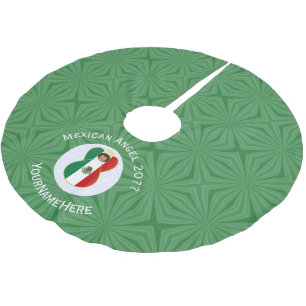 Falda Para El Árbol De Navidad De Poliéster Bandera de Navidad Ángel Mexicano Personalizada