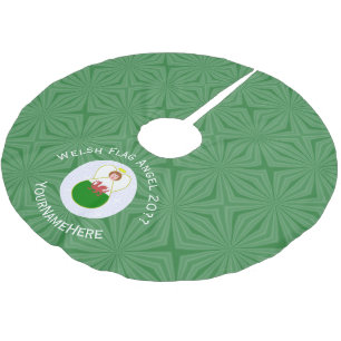 Falda Para El Árbol De Navidad De Poliéster Bandera de Navidad personalizada del ángel galés