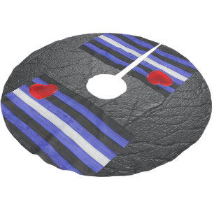 Falda Para El Árbol De Navidad De Poliéster bandera de orgullo de cuero de SlipperyJoe's negro