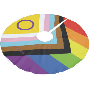 Falda Para El Árbol De Navidad De Poliéster Bandera de orgullo intersexual de SlipperyJoe's fo