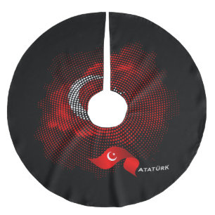 Falda Para El Árbol De Navidad De Poliéster Bandera de Turquía