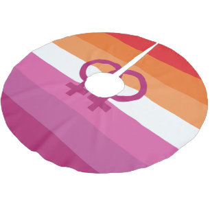 Falda Para El Árbol De Navidad De Poliéster Bandera del Orgullo Lesbiana WLW