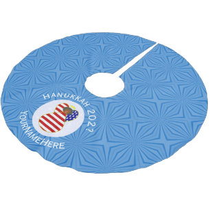 Falda Para El Árbol De Navidad De Poliéster Bandera personalizada de Hanukkah del ángel negro 