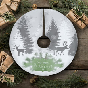 Falda Para El Árbol De Navidad De Poliéster Barrio de árbol de maravillas de invierno - Verde
