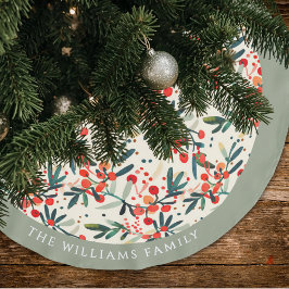 Falda Para El Árbol De Navidad De Poliéster Bayas de Acebo de Navidad Modernas Personalizadas